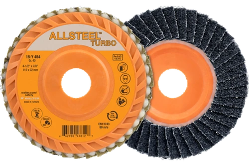 Allsteel 15Y606 ALLSTEEL TURBO ALU Flap Disc | Type 27 | 6" Diameter | 7/8" Arbor Hole | Zirconia Alumina 60 Grit | Sold by Box of 10