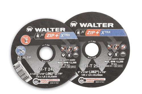 Walter Surface Technologies 11T272 ZIP+ XTRA Cut-Off Wheel | Type 1 | 7" Diameter | 5/64" Thickness | 7/8" Arbor Hole | A-36 Grade | Sold by Box of 25