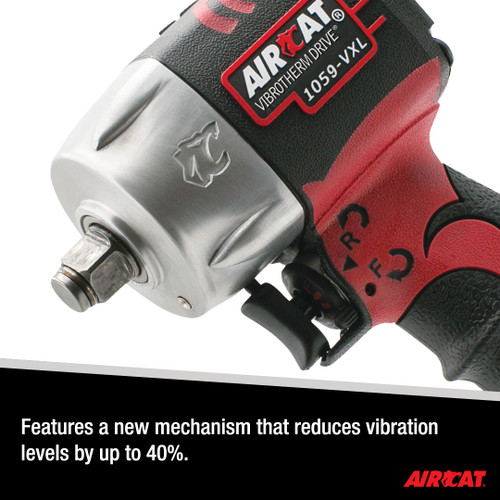 Aircat Pneumatic Tools 1059-VXL Vibrotherm Drive Composite Compact Impact Wrench | 550 (ft-lbs) Max Torque | 9000 RPM | 3/8" Square Drive