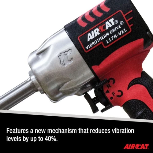Aircat Pneumatic Tools 1178-VXL-2 Vibrotherm Drive Composite Impact Wrench With 2" Extended Anvil | 950 (ft-lbs) Max Torque | 7500 RPM | 1/2" Square Drive