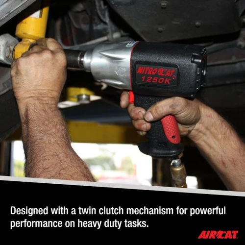 Aircat Pneumatic Tools 1250-K Nitrocat Composite Twin Clutch Impact Wrench | 950 (ft-lbs) Max Torque | 8500 RPM | 1/2" Square Drive