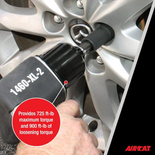 Aircat Pneumatic Tools 1460-XL High Air Pressure Impact Wrench | 725 (ft-lbs) Max Torque | 9600 RPM | 1/2" Square Drive