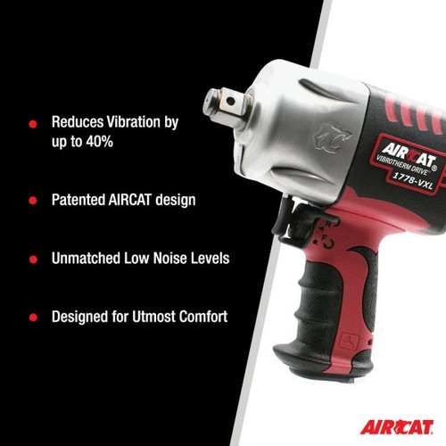 Aircat Pneumatic Tools 1778-VXL Vibrotherm Drive Composite Impact Wrench | 1450 (ft-lbs) Max Torque | 5400 RPM | 3/4" Square Drive