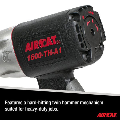 Aircat Pneumatic Tools 1600-TH-A1 Composite Pistol Grip Impact Wrench | 1400 (ft-lbs) Max Torque | 4500 RPM | 1" Square Drive
