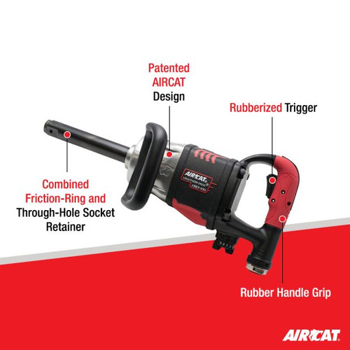 Aircat Pneumatic Tools 1993-VXL Vibrotherm Drive Composite Straight Impact Wrench With 7" Anvil | 2100 (ft-lbs) Max Torque | 6000 RPM | 1"x7" Square Drive