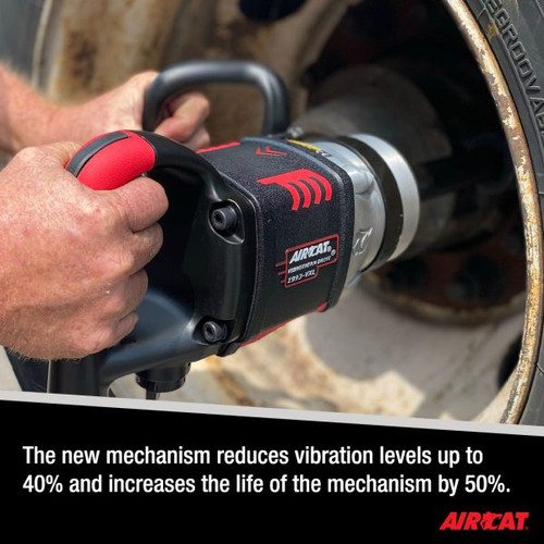 Aircat Pneumatic Tools 1993-VXL Vibrotherm Drive Composite Straight Impact Wrench With 7" Anvil | 2100 (ft-lbs) Max Torque | 6000 RPM | 1"x7" Square Drive