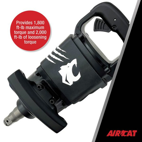 Aircat Pneumatic Tools 1992-A-1 Straight Impact Wrench | 1800 (ft-lbs) Max Torque | 5000 RPM | 1" Square Drive