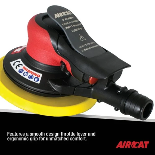 Aircat Pneumatic Tools 6700-6-336SV Self Vac Orbital Palm Sander | 6" Pad Size | 11000 RPM | 3/16" Orbit | Hook & Loop