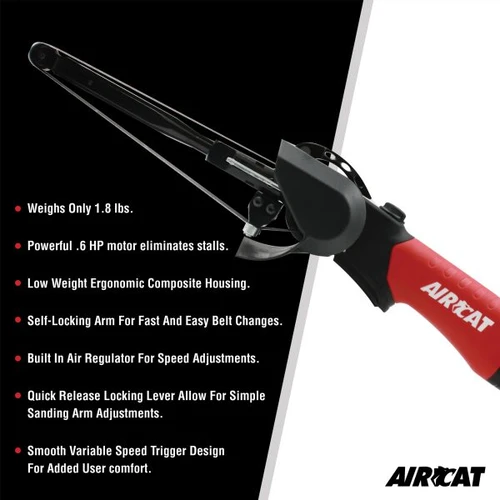 Aircat Pneumatic Tools 6325 Belt Sander | 1/2x18 Pad Size | 18000 RPM | 1/8" Orbit | Rear Exhaust