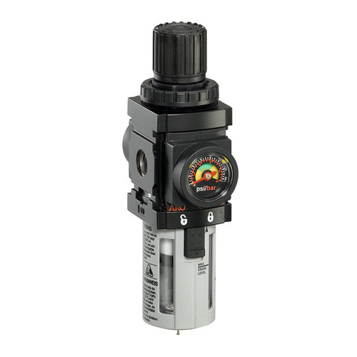 ARO P39124-404 1/4" Relieving Piggyback Filter-Regulator | 1000 Series | Polycarbonate Bowl | 47 SCFM ARO P39124-404 1/4" Relieving Piggyback Filter-Regulator | 1000 Series | Polycarbonate Bowl | 47 SCFM
