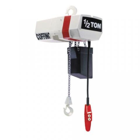 Coffing  EC1016-15-3 Electric Chain Hoist | 1/2 Ton Capacity | 15 ft Lift | 11 ft Drop | Pendent Control | Hook Mount