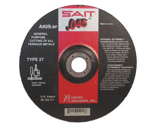 United Abrasives .045" Type 27 Aluminum Oxide Cut-Off Wheel with Hub| 23318 | 4-1/2" Diameter