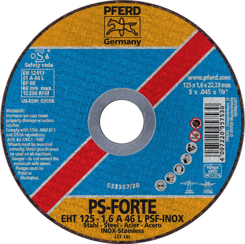 PFERD Type 1 Flat Cut-Off Wheel | A P PSF-INOX PFERD Type 1 Flat Cut-Off Wheel | A P PSF-INOX