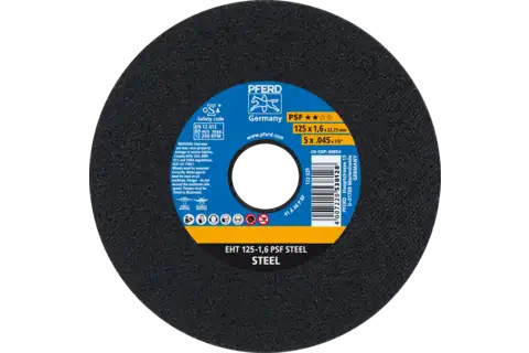 Pferd 69954 PSF STEEL Type 1 Cut-Off Wheel | 5" Diameter | 7/8" Arbor Hole | 0.045" Thickness | Sold by Box of 25