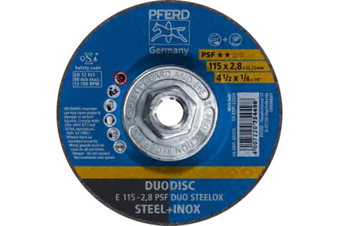 Pferd 63339 PSF DUODISC STEELOX Type 27 Cut-Off Wheel | 4-1/2"  Diameter | 5/8-11" Arbor Hole | 1/8" Thickness | Sold by Box of 10