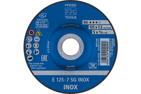 Pferd 61106 SG INOX Type 27 Grinding Wheel | 5" Diameter | 7/8" Arbor Hole | 1/4" Thickness | Sold by Box of 10