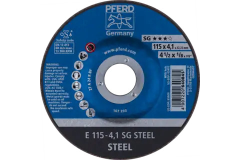 Pferd 63400 SG STEEL Type 27 Grinding Wheel | 4-1/2"  Diameter | 7/8" Arbor Hole | 1/8" Thickness | Sold by Box of 10