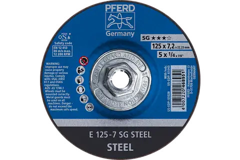 Pferd 61040 SG STEEL Type 27 Grinding Wheel | 5" Diameter | 5/8-11" Arbor Hole | 1/4" Thickness | Sold by Box of 10