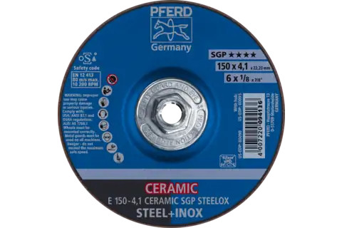 Pferd 60095 CERAMIC SGP STEELOX Type 27 Grinding Wheel | 6" Diameter | 5/8-11" Arbor Hole | 1/8" Thickness | Sold by Box of 10