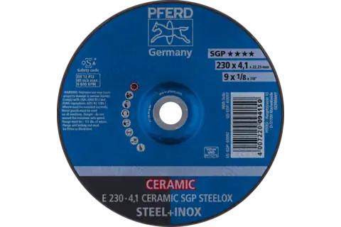 Pferd 60092 CERAMIC SGP STEELOX Type 27 Grinding Wheel | 9" Diameter | 7/8" Arbor Hole | 1/8" Thickness | Sold by Box of 10