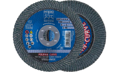 PFERD 67347 Polifan Flap Disc | 7/8" Arbor Hole | 6" Diameter | Zirconia Alumina 40 Grit | Radial Type | Sold by Box of 10