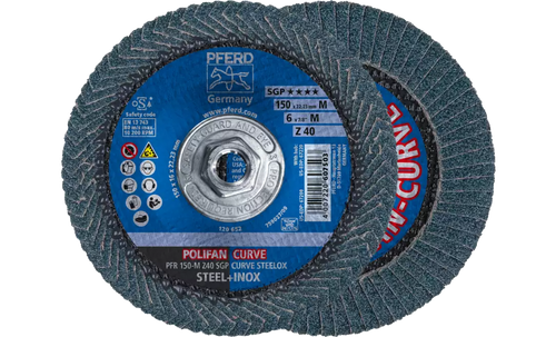 PFERD 67220 Polifan Flap Disc | 7/8" Arbor Hole | 6" Diameter | Zirconia Alumina 40 Grit | Radial | Sold by Box of 10 PFERD 67220 Polifan Flap Disc | 7/8" Arbor Hole | 6" Diameter | Zirconia Alumina 40 Grit | Radial | Sold by Box of 10