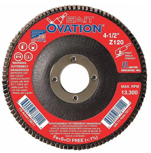 United Abrasives SAIT 78135 Ovation High Density Flap Disc | 6" Diameter | 5/8"-11 Arbor Hole | Zirconium 36 Grit | Type 27 | Sold by Pack of 10