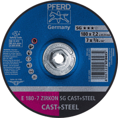 PFERD 1/4" ZA 30 S SG Type 27 Grinding Wheel 7/8" Arbor Hole PFERD 1/4" ZA 30 S SG Type 27 Grinding Wheel 7/8" Arbor Hole