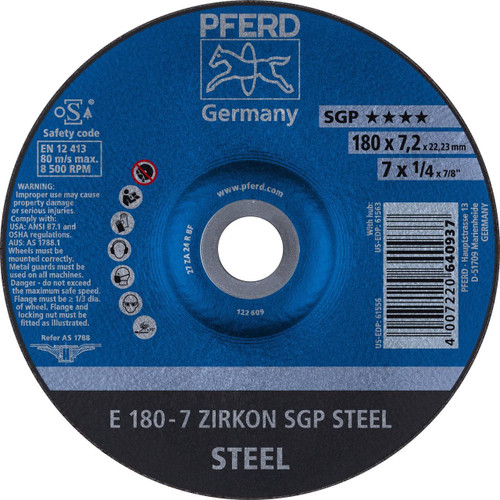 PFERD 61561 1/4" Grinding Wheel For steel | ZA 24 R SGP | 5/8-11" Thread Hole | 5" Diameter (Sold by Box of 10)