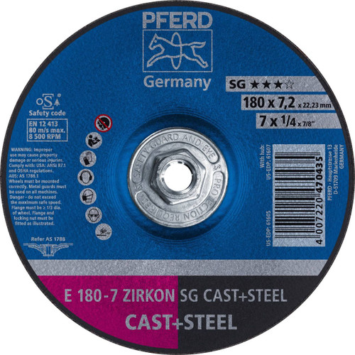 PFERD 1/4" Type 27 Grinding Wheel ZA 30 S SG 7/8" Arbor Hole PFERD 1/4" Type 27 Grinding Wheel ZA 30 S SG 7/8" Arbor Hole