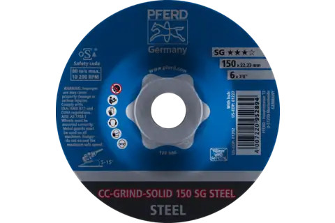 Pferd 61202 CC-GRIND-SOLID SG STEEL Grinding Disc | 6" Diameter | 7/8" Arbor Hole | Sold by Box of 10