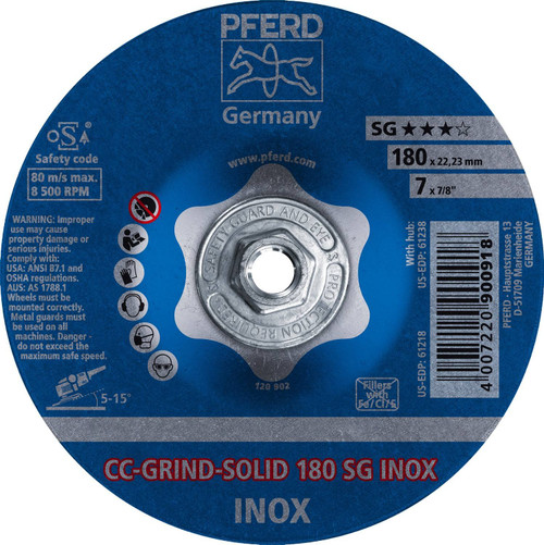 PFERD Grinding Wheel CC-GRIND-SOLID 7/8" Arbor Hole