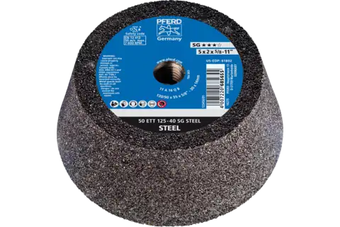 Pferd 61802 SG STEEL Shape 11 Cup Wheel | 5" Diameter | 5/8-11" Arbor Hole | 2" Thickness | Sold by Box of 2