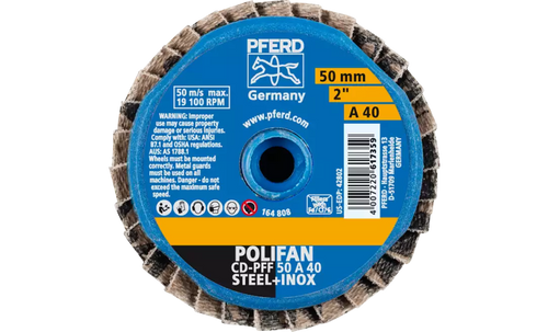Pferd 42802 Mini Polifan Flap Disc | Arbor Hole | 2" Diameter | Aluminum Oxide 40 Grit | Type CD | Sold by Box of 10