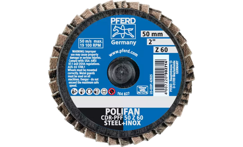 Pferd 42925 Mini Polifan Flap Disc  | 2" Diameter | Zirconia Alumina 60 Grit | Type CDR | Sold by Box of 10
