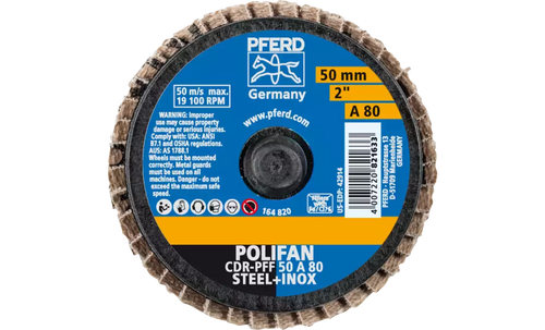 Pferd 42914 Mini Polifan Flap Disc | Arbor Hole | 2" Diameter | Aluminum Oxide 80 Grit | Type  CDR | Sold by Box of 10