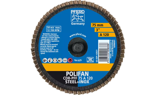 Pferd 42921 Mini Polifan Flap Disc | Arbor Hole | 3" Diameter | Aluminum Oxide 120 Grit | Type  CDR | Sold by Box of 10