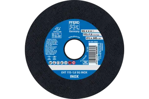 Pferd 63643 SG INOX Type 1 Cut-Off Wheel | 4-1/2" Diameter | 7/8" Arbor Hole | .045" Thickness | Sold by Box of 25