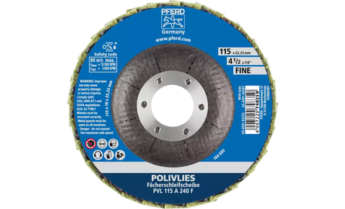 Pferd 43275 Polivlies Flap Disc | 4-1/2" Diameter | 7/8" Arbor Hole | Aluminum Oxide 240 Grit | Sold by Box of 5