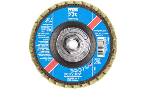 Pferd 43288 Polivlies Flap Disc | 5" Diameter | 5/8-11" Arbor Hole | Aluminum Oxide 100 Grit | Sold by Box of 5