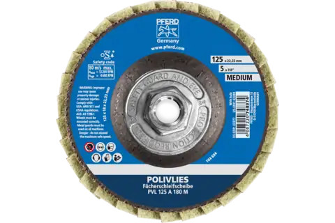 Pferd 43289 Polivlies Flap Disc | 5" Diameter | 5/8-11" Arbor Hole | Aluminum Oxide 180 Grit | Sold by Box of 5