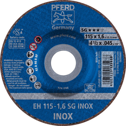 PFERD 3/32" Depressed Centre Cut-off Wheel | SG INOX PFERD 3/32" Depressed Centre Cut-off Wheel | SG INOX