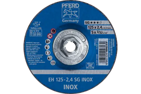 Pferd 63708 SG INOX Type 27 Cut-Off Wheel | 5" Diameter | 5/8-11" Arbor Hole | 3/32" Thickness | Sold by Box of 10