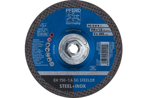 Pferd 63189 SG STEELOX Type 27 Cut-Off Wheel | 6" Diameter | 5/8-11" Arbor Hole | 0.045" Thickness | Sold by Box of 10