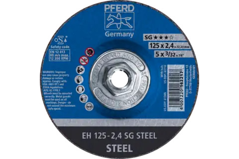 Pferd 63116 SG STEEL Type 27 Cut-Off Wheel | 5" Diameter | 5/8-11" Arbor Hole | 3/32" Thickness | Sold by Box of 10