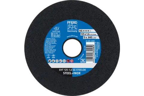 Pferd 63608 SG STEELOX Type 1 Cut-Off Wheel | 5" Diameter | 7/8" Arbor Hole | .045" Thickness | Sold by Box of 25
