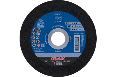 Pferd 63660 CERAMIC SGP STEEL Type 1 Cut-Off Wheel | 5" Diameter | 7/8" Arbor Hole | .040" Thickness | Sold by Box of 25