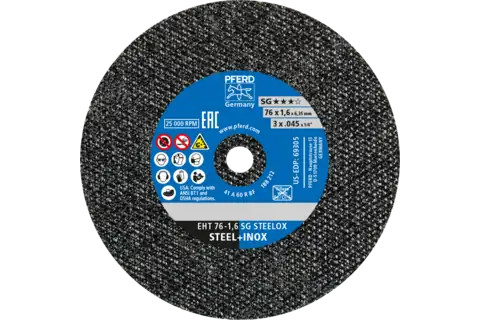Pferd 69305 SG STEELOX Type 1 Cut-Off Wheel | 3" Diameter | 1/4" Arbor Hole | .045" Thickness | Sold by Box of 50
