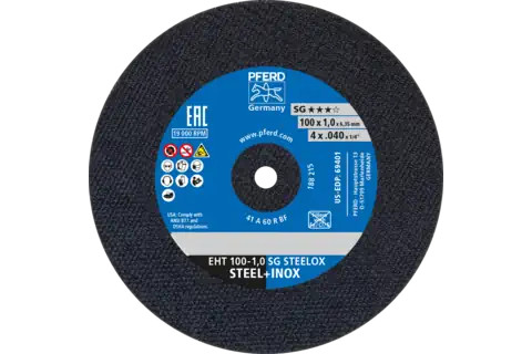 Pferd 69401 SG STEELOX Type 1 Cut-Off Wheel | 4" Diameter | 1/4" Arbor Hole | .040" Thickness | Sold by Box of 25