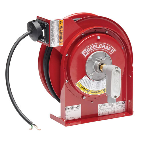 Reelcraft L 4545 123 X Heavy Duty Power Cord Reel | 125 Volt / 20 Amp | 45 Ft. Cable Length | Flying Lead